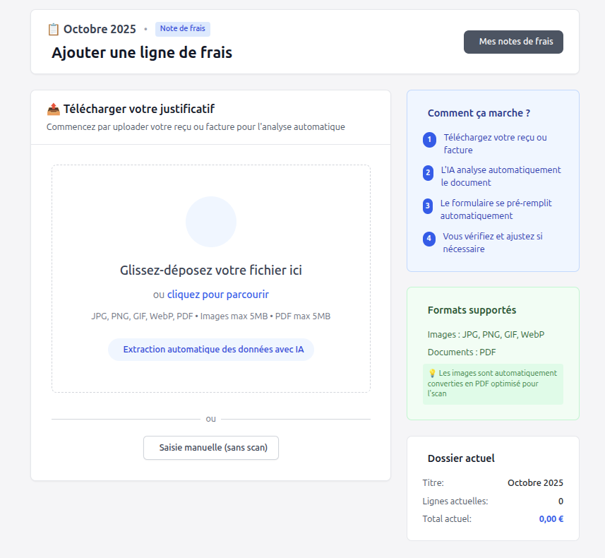 Formulaire d'ajout d'une ligne de frais